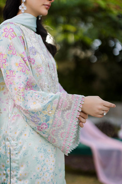 Dhanak | Silk Pret | Silk Tunic - 2PCS HAND EMBELLISHED SHIRT WITH TROUSER- L-GREEN