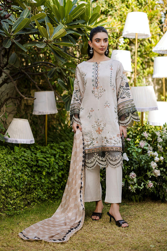 Dhanak | Silk Pret | Silk Tunic - 2PCS HAND EMBELLISHED SHIRT WITH TROUSER- BEIGE