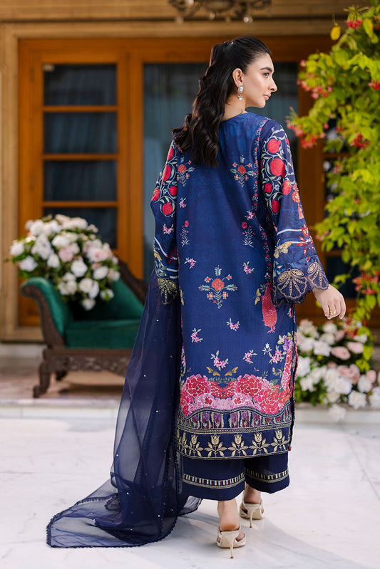Dhanak | Silk Pret | Silk Tunic - 2PCS HAND EMBELLISHED SHIRT WITH TROUSER- NAVY BLUE