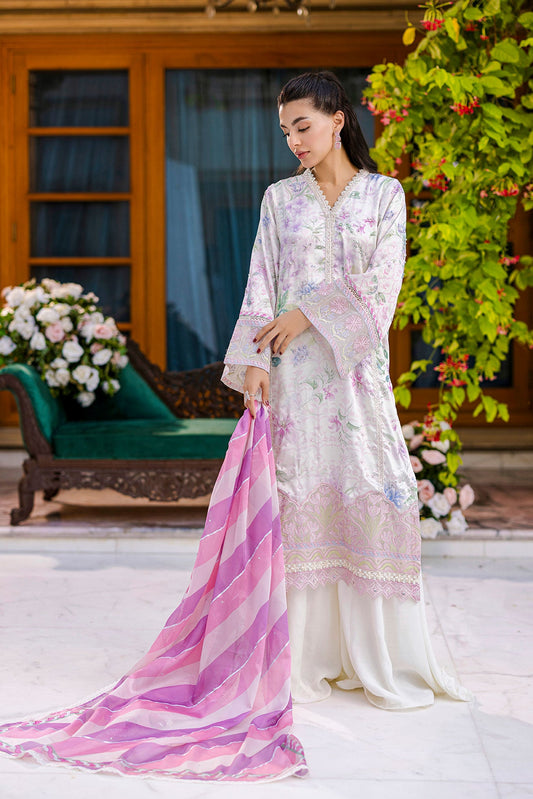 Dhanak | Silk Pret | Silk Tunic - 2PCS HAND EMBELLISHED SHIRT WITH TROUSER- OFF WHITE
