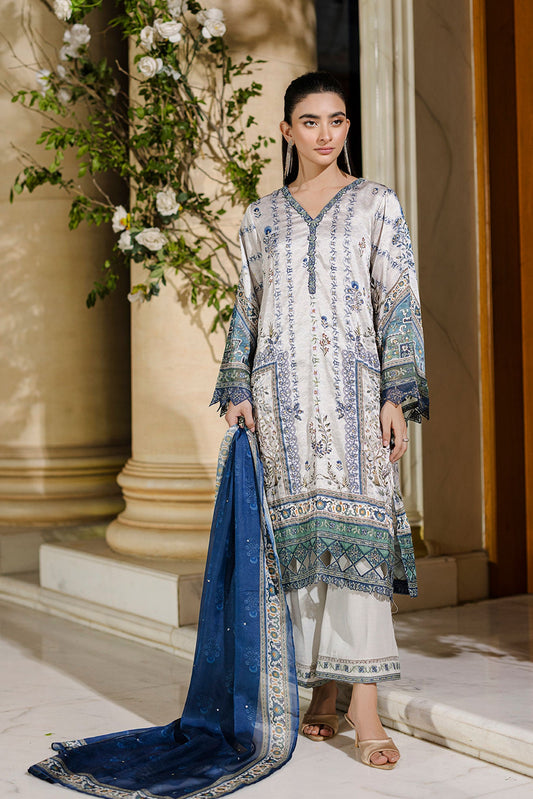 Dhanak | Silk Pret | Silk Tunic - 2PCS HAND EMBELLISHED SHIRT WITH TROUSER- GREY