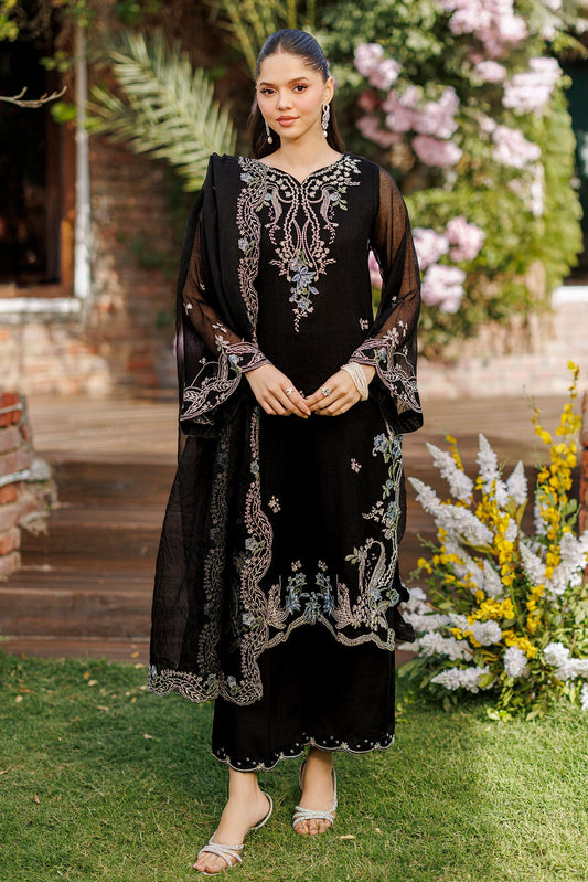 Dhanak | Signature Pret | BLACK 2PCS EMBROIDERED KURTA WITH TROUSER