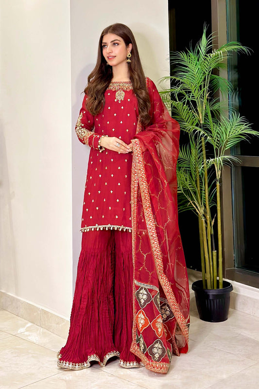 Maria B | Eid Collection 26 | 3 Piece Embroidered Raw Silk Suit