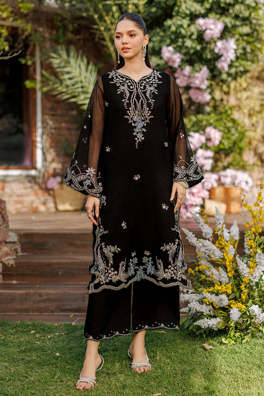 Dhanak | Signature Pret | BLACK 2PCS EMBROIDERED KURTA WITH TROUSER
