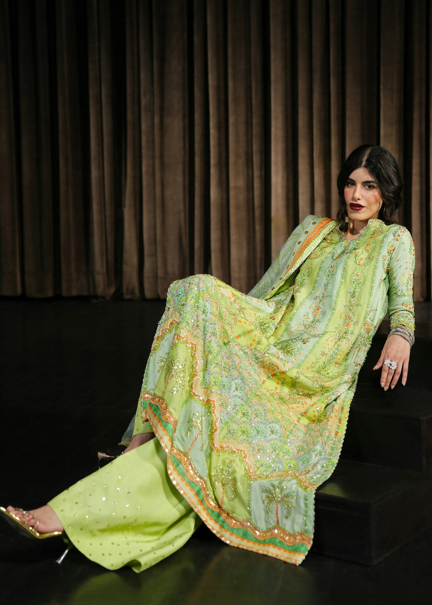 Crimson | Crimson Eid Prints | Rangralli - Lime