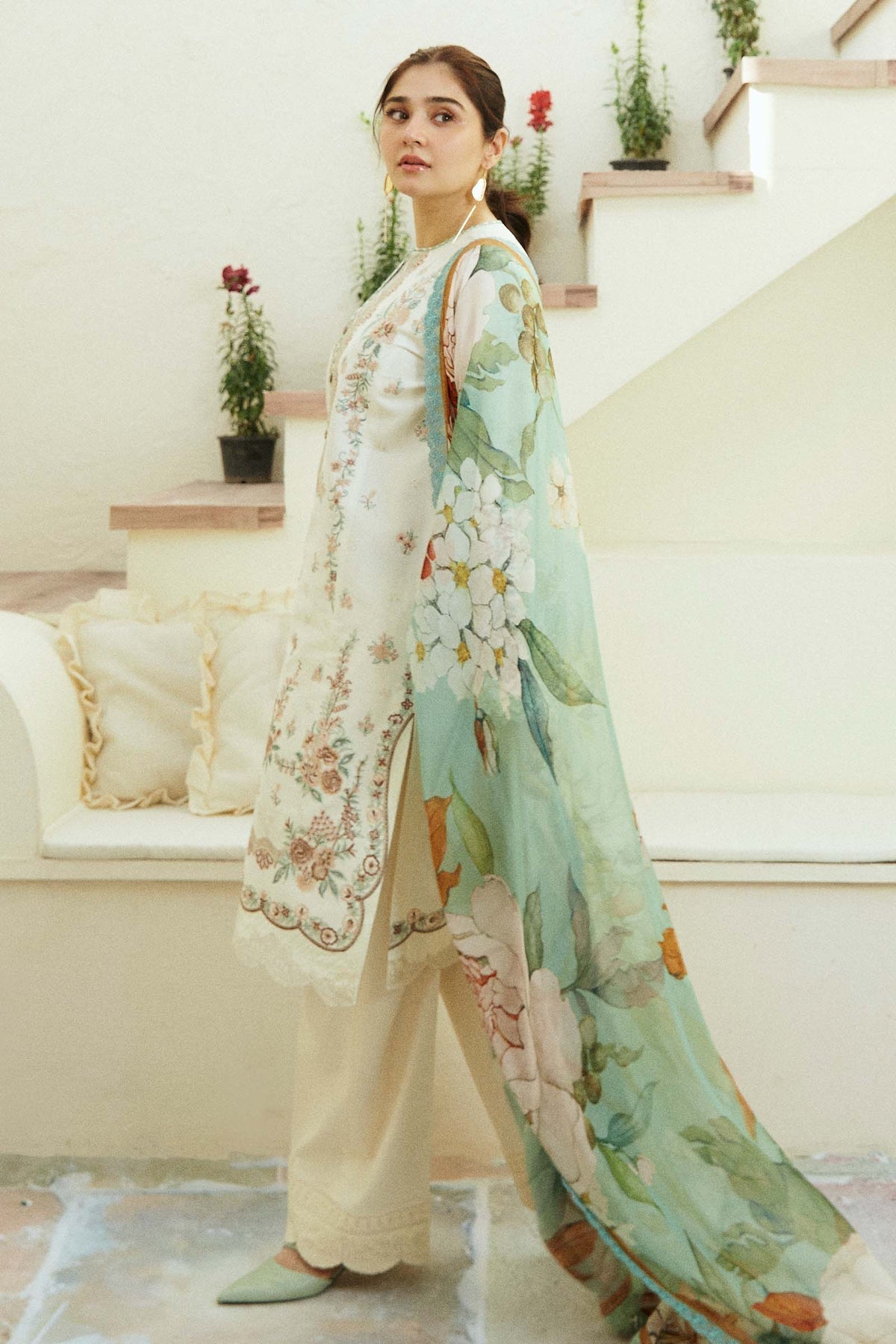 Zara Shahjahan | Coco Lawn Eid Edit 24 | IVORY-D10 - House Of Anaya