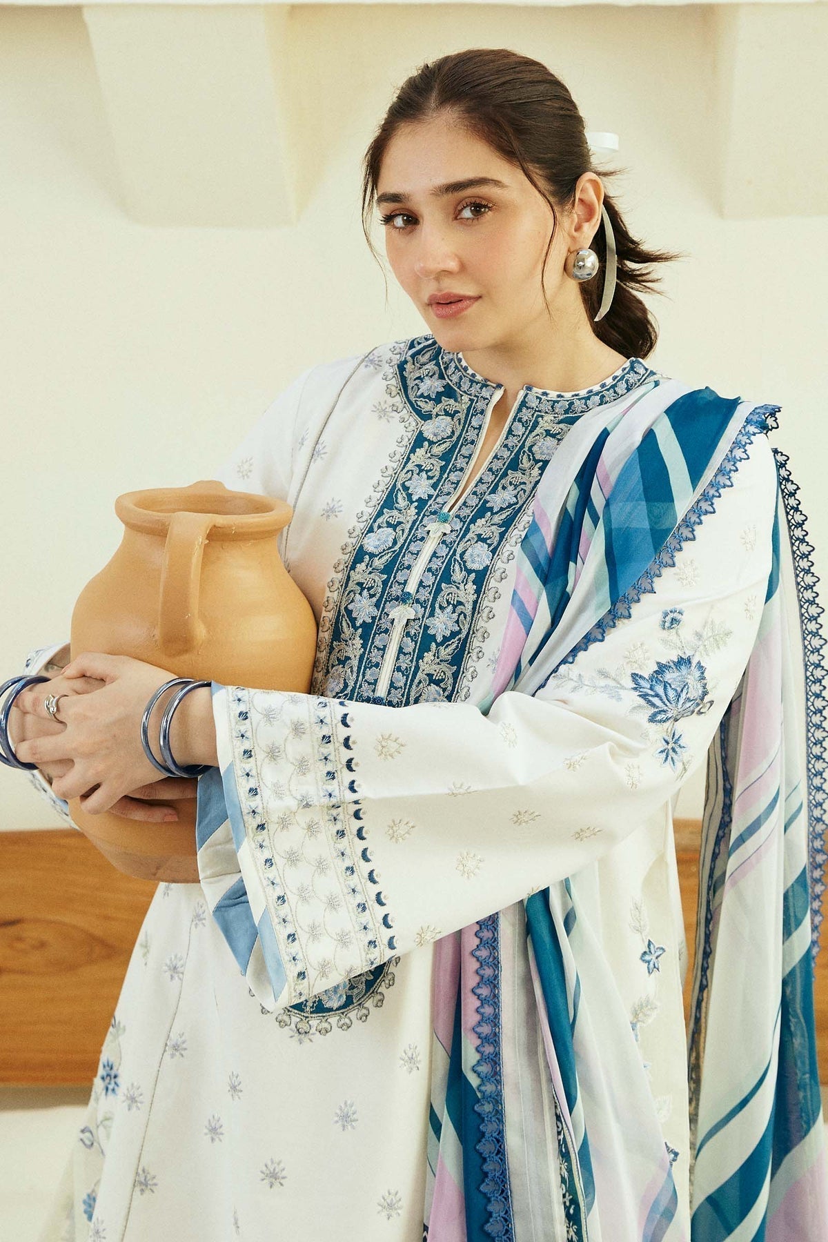 Zara Shahjahan | Coco Lawn Eid Edit 24 | IVORY-D4 - House Of Anaya