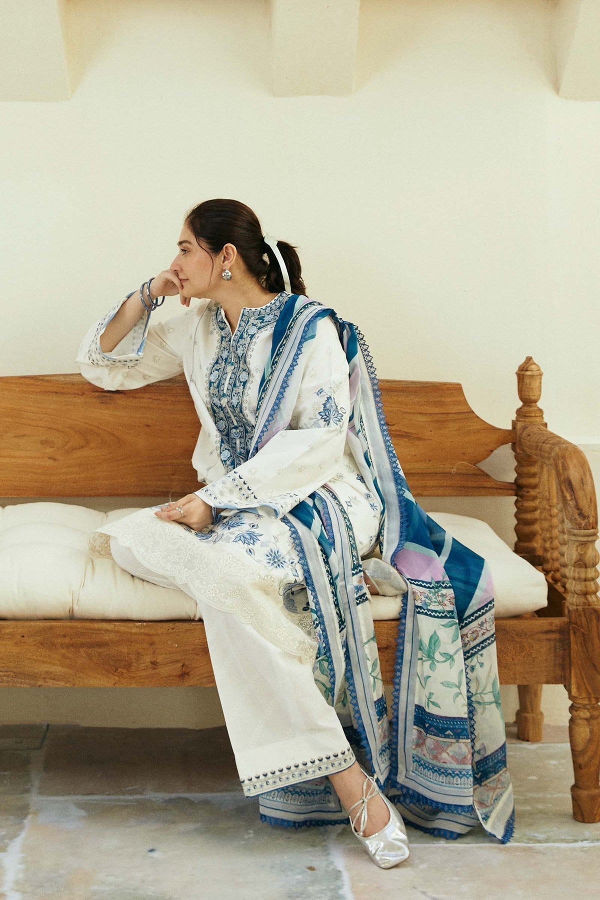 Zara Shahjahan | Coco Lawn Eid Edit 24 | IVORY-D4 - House Of Anaya