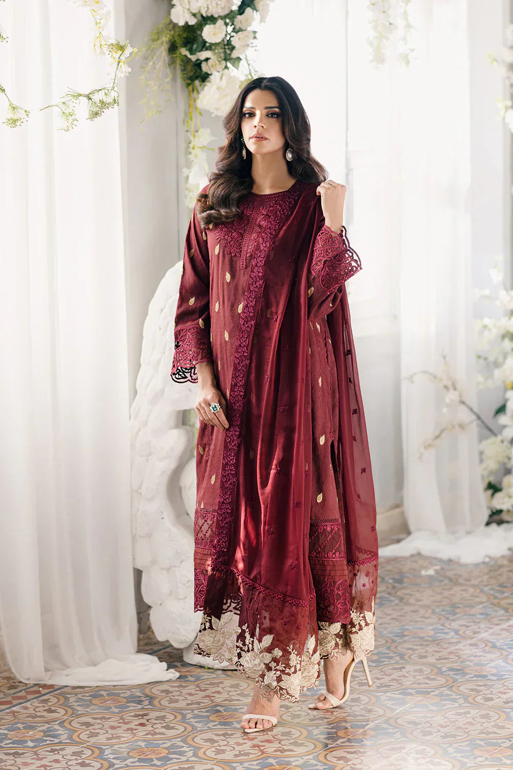 Azure | Ensembles Embroidered Formals | Imperial Wine - House Of Anaya