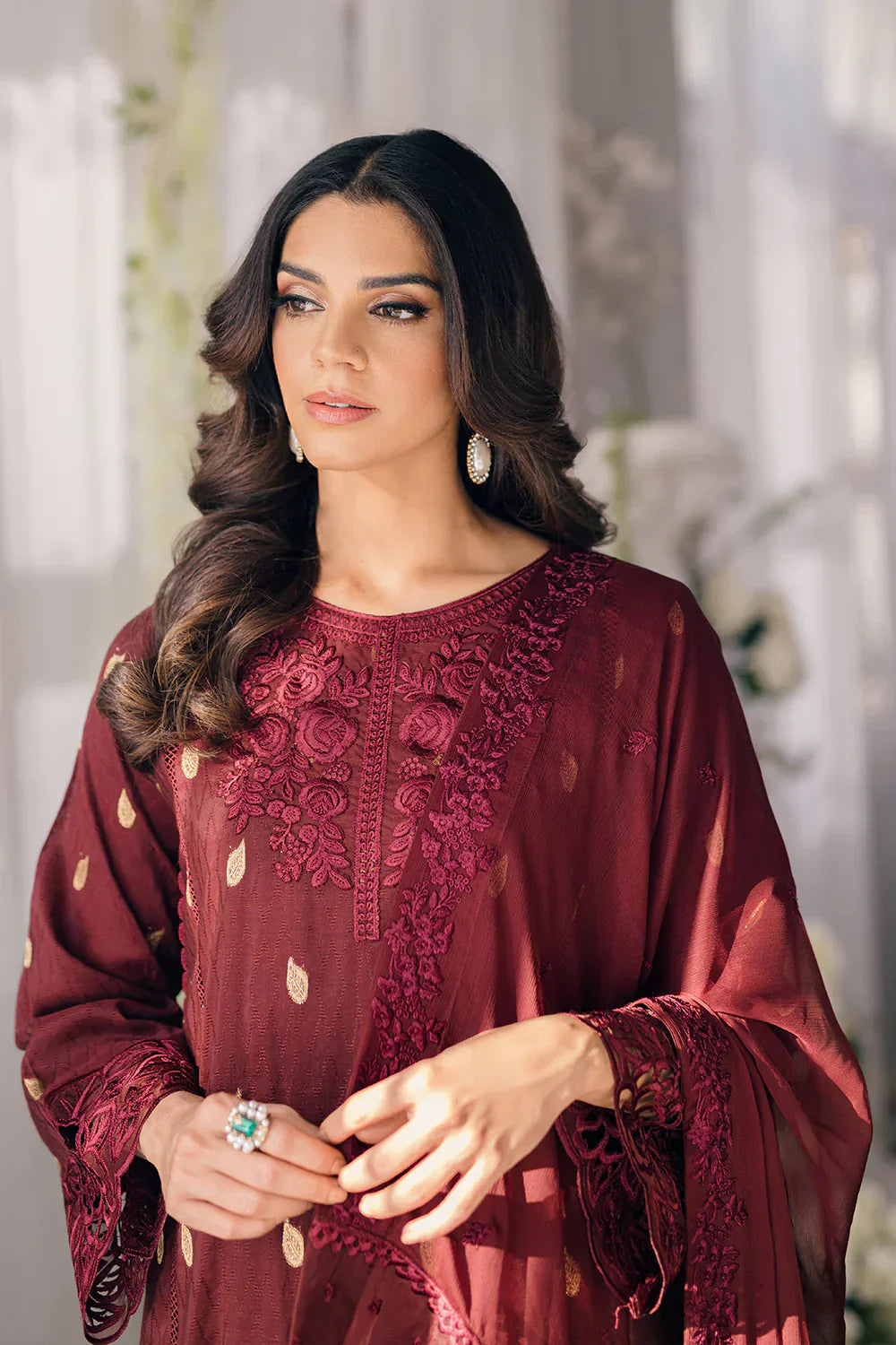 Azure | Ensembles Embroidered Formals | Imperial Wine - House Of Anaya