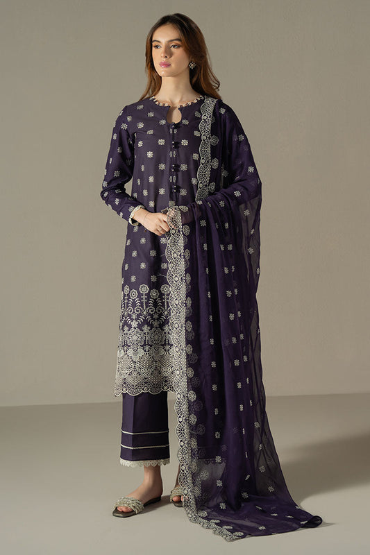 Cross Stitch | Chikankari Lawn 25 | INDIGO ROYAL - House Of Anaya