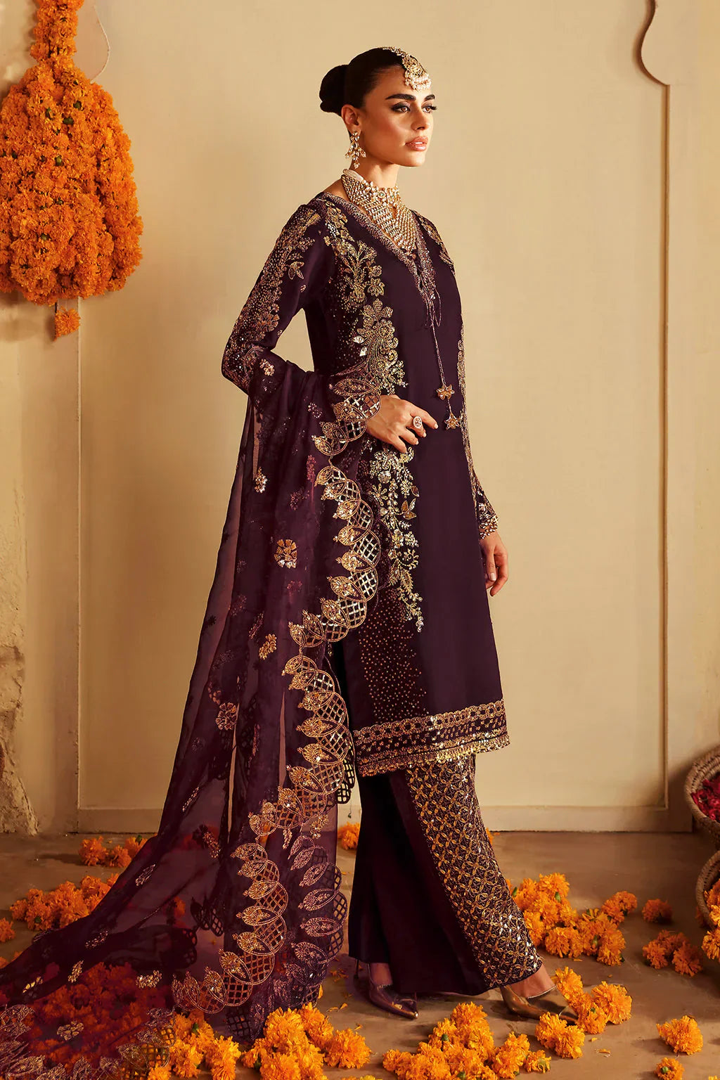 Shagna Premium Embroidered Raw Silk 3Pc Suit S-06 Khusbhu