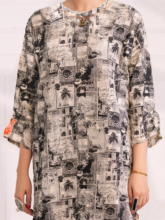 Almirah | Tale of heritage | Black & White Dobby Kurti - AL-LK-1079