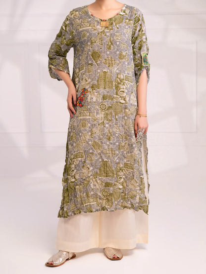 Almirah | Tale of heritage | Light Green Dobby Kurti - AL-LK-1080
