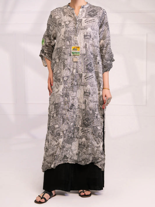 Almirah | Tale of heritage | Grey Dobby Kurti - AL-LK-1081