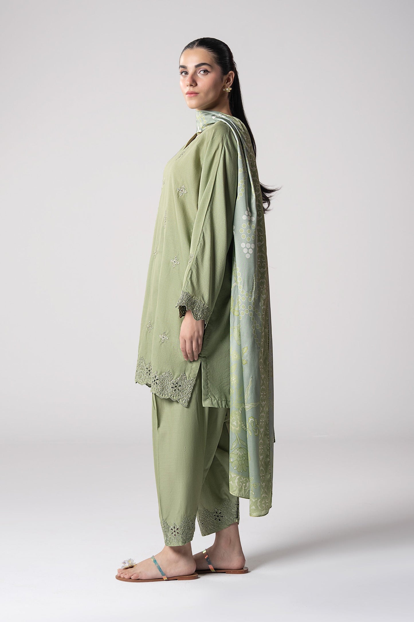Maria B | Basics RTW | 3 Pc Embroidered Lurex Stripe Suit | MB-CS25-143