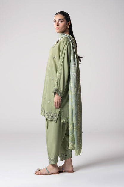 Maria B | Basics RTW | 3 Pc Embroidered Lurex Stripe Suit | MB-CS25-143