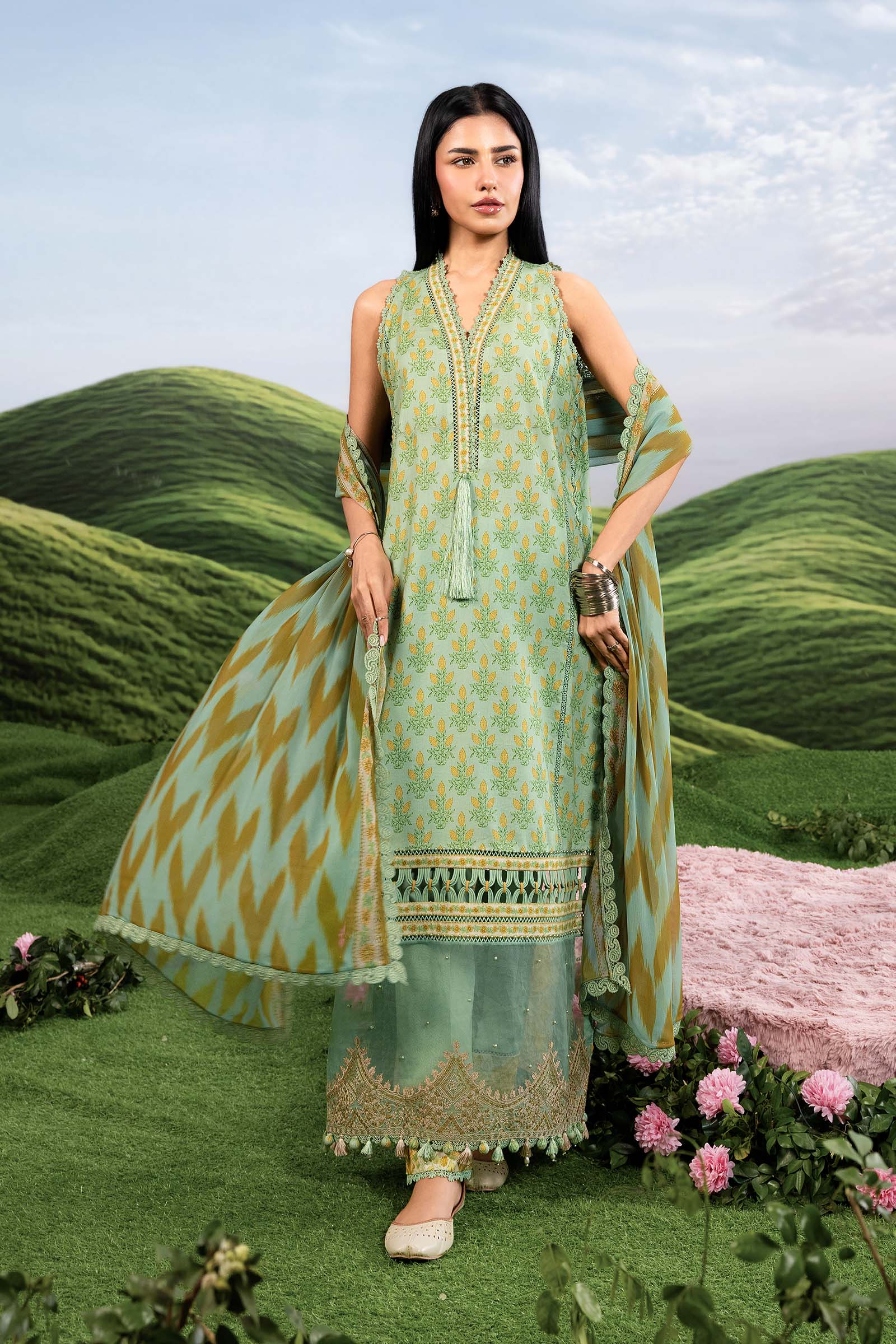Maria B | M Basics Dreamscape Eid Lawn | MB-CUSV14-12B