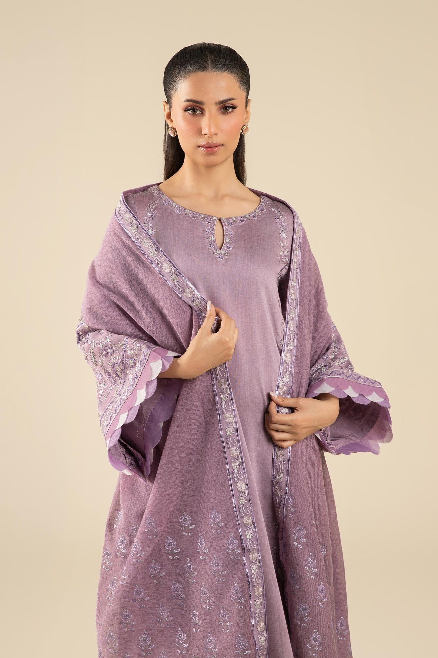 Maria B | Basics RTW | 3 Pc Embroidered Two Tone Silk Suit | MB-FS25-17