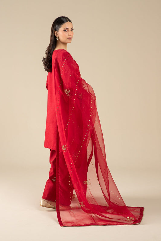 Maria B | Basics RTW | 3 Pc Embroidered Raw Silk Suit | MB-FS25-32