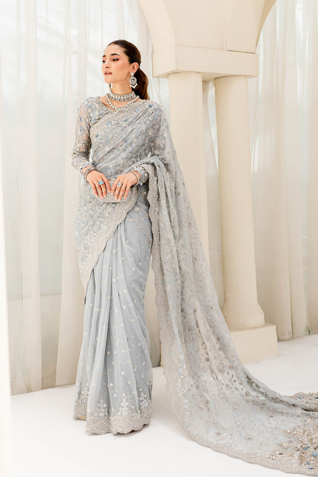 Maria B | Bridal Couture | Ice Blue MC-908 - House Of Anaya