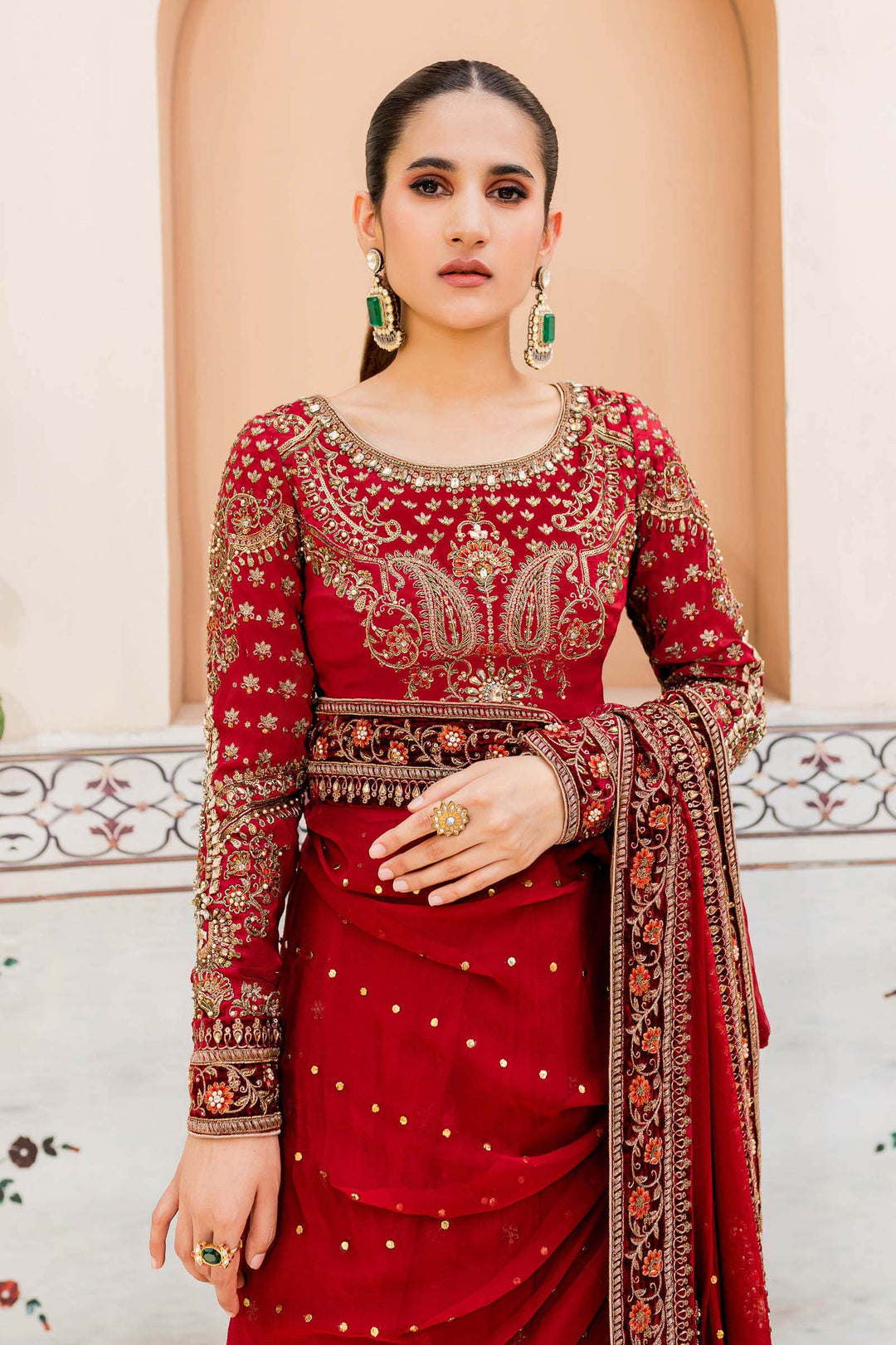 Maria B | Bridal Couture | Deep Red MC-910 - House Of Anaya
