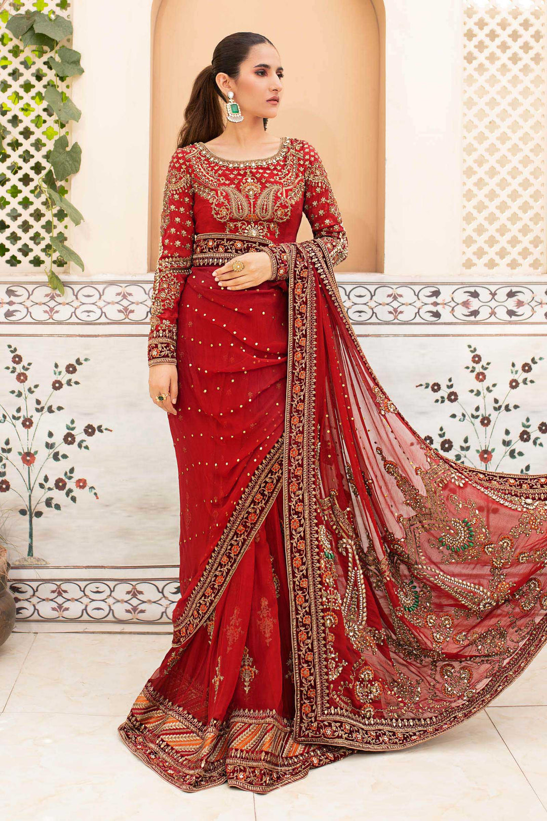 Maria B | Bridal Couture | Deep Red MC-910 - House Of Anaya