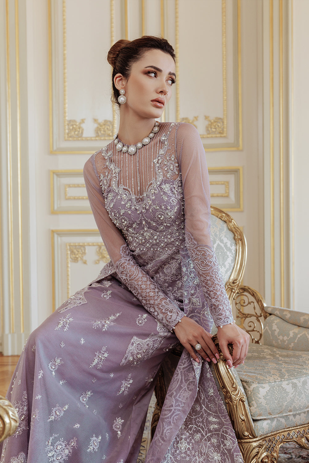 Lumiere By Saira Rizwan Embroidered Net 3Pc Suit SR-02 - Riwayat-e-khas