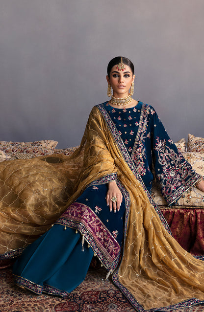 Emaan Adeel Makhmal Embroidered Velvet 3Pc Suit MK-01 SUFINA - Riwayat-e-khas