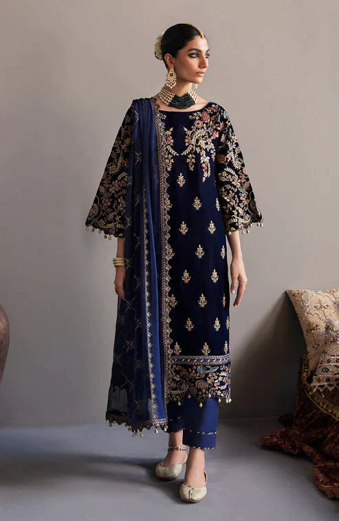 Emaan Adeel Makhmal Embroidered Velvet 3Pc Suit MK-03 FALAK - Riwayat-e-khas