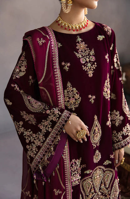 Emaan Adeel Makhmal Embroidered Velvet 3Pc Suit MK-04 HAYAL - Riwayat-e-khas