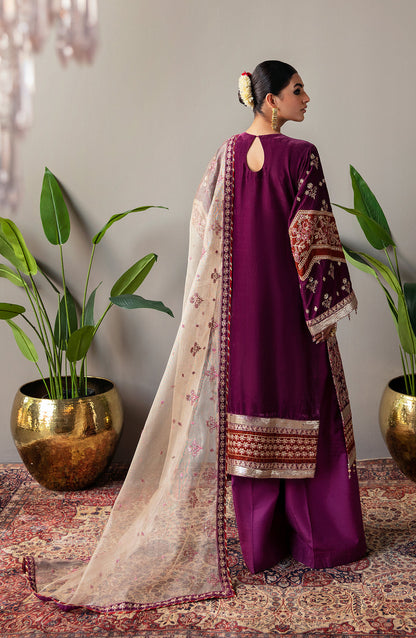 Emaan Adeel Makhmal Embroidered Velvet 3Pc Suit MK-05 MAHZARA - Riwayat-e-khas