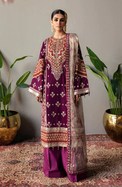 Emaan Adeel Makhmal Embroidered Velvet 3Pc Suit MK-05 MAHZARA - Riwayat-e-khas