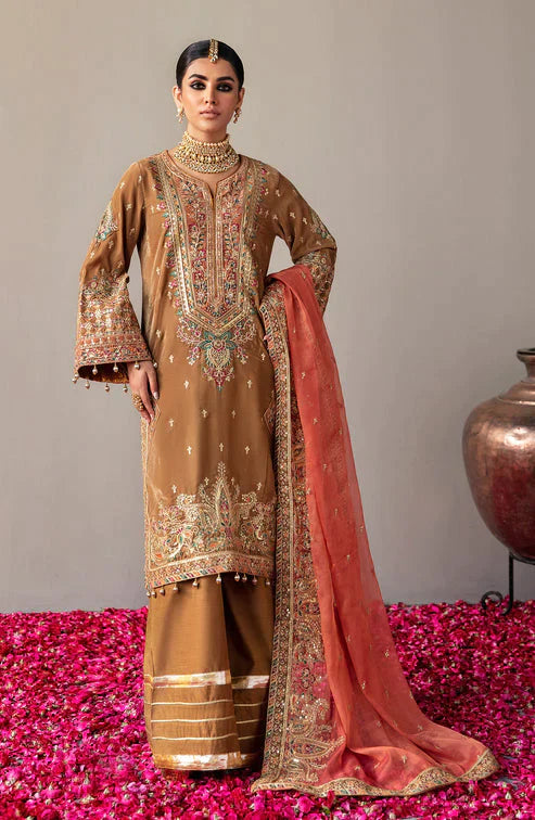 Emaan Adeel Makhmal Embroidered Velvet 3Pc Suit MK-07 MERAKI - Riwayat-e-khas