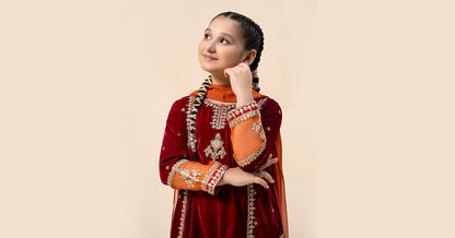 Maria B | 3 Piece Embroidered Velvet Suit | MKS-W24-16 - Libasekhas