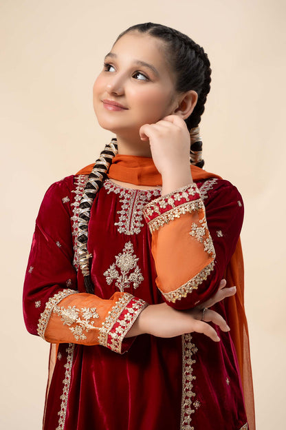 Maria B | 3 Piece Embroidered Velvet Suit | MKS-W24-16 - Libasekhas