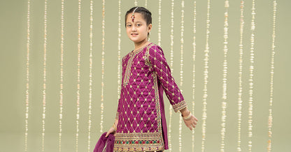Maria B | 3 Piece Embroidered Raw Silk Suit | MKS-W24-28 - Libasekhas