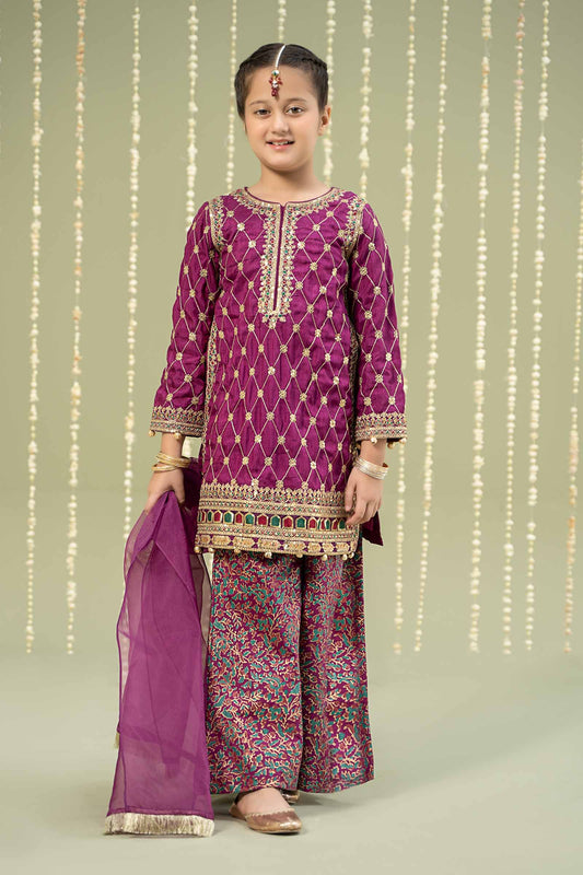 Maria B | 3 Piece Embroidered Raw Silk Suit | MKS-W24-28 - Libasekhas