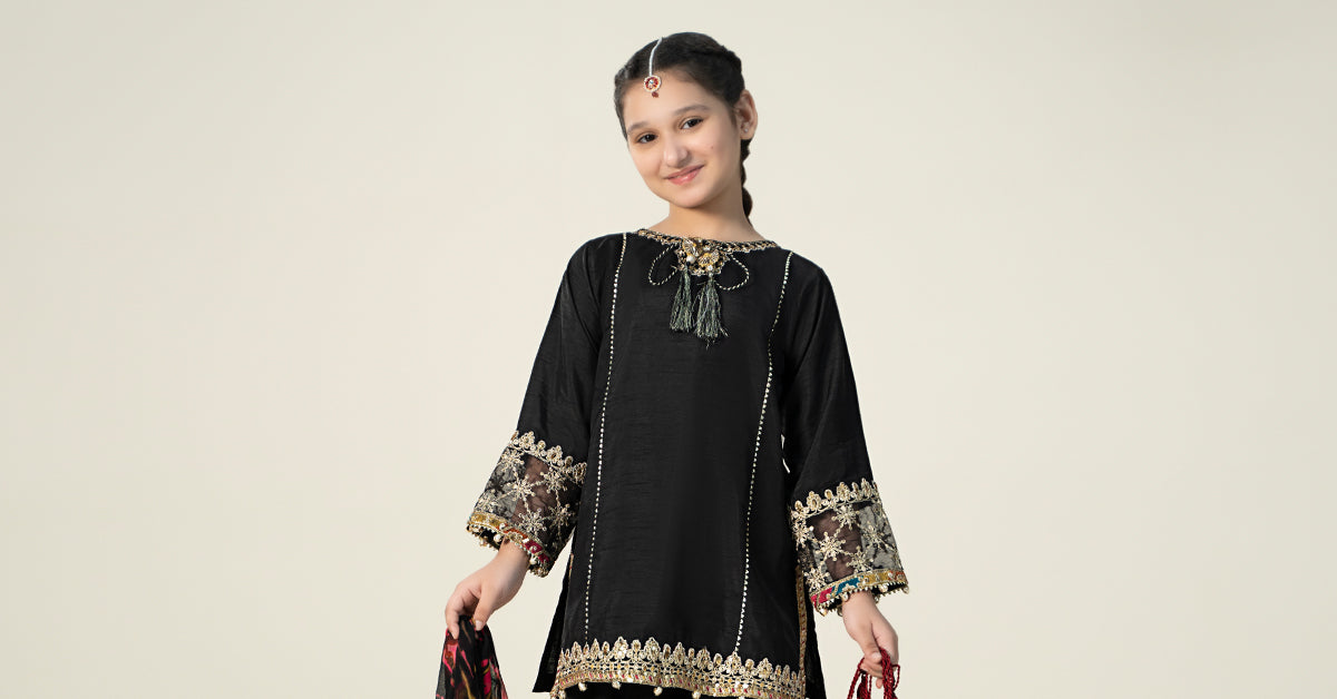 Maria B | 3 Piece Embroidered Raw Silk Suit | MKS-W24-31 - Libasekhas
