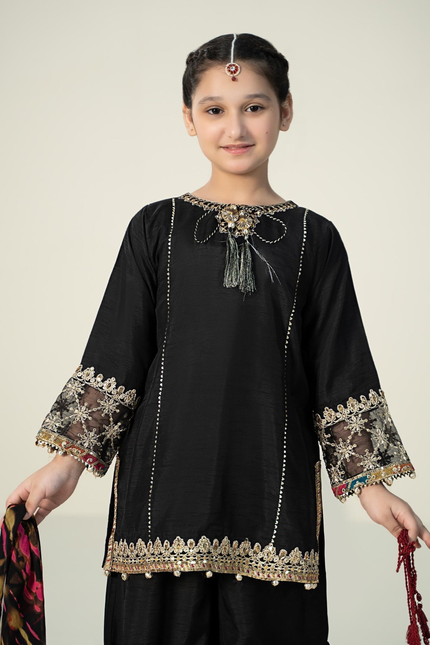 Maria B | 3 Piece Embroidered Raw Silk Suit | MKS-W24-31 - Libasekhas
