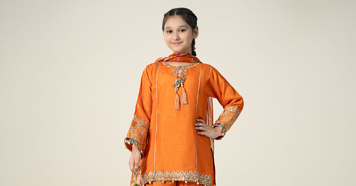 Maria B | 3 Piece Embroidered Raw Silk Suit | MKS-W24-31 - Libasekhas