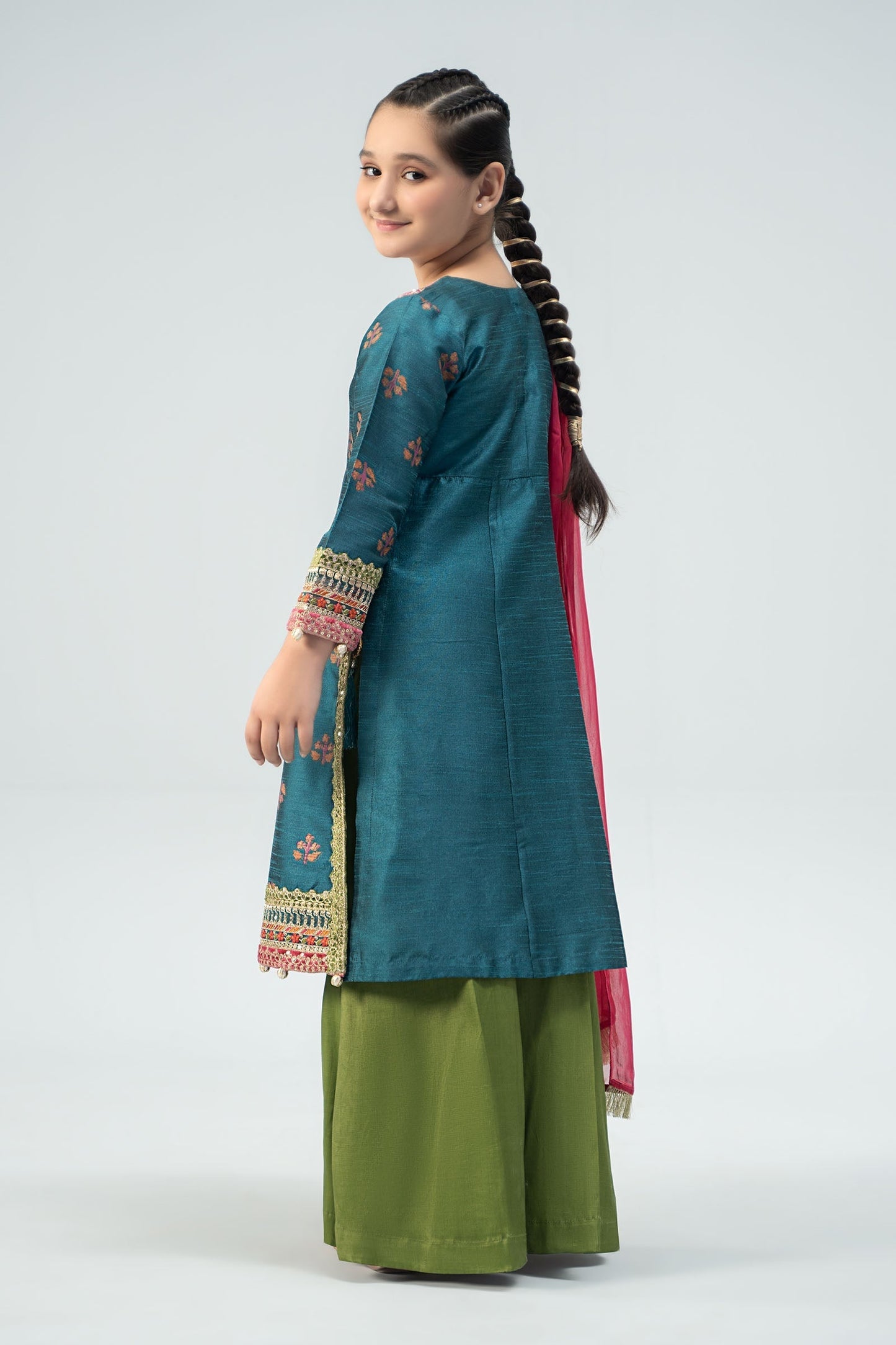 Maria B | 3 Piece Embroidered Raw Silk Suit | MKS-W24-33 - Libasekhas