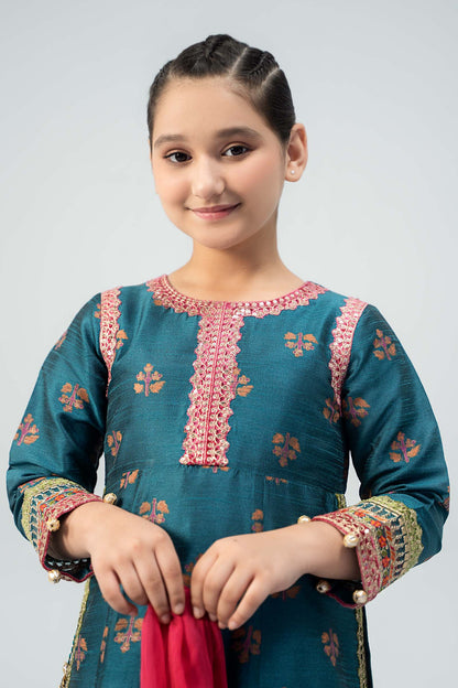 Maria B | 3 Piece Embroidered Raw Silk Suit | MKS-W24-33 - Libasekhas