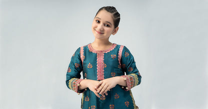 Maria B | 3 Piece Embroidered Raw Silk Suit | MKS-W24-33 - Libasekhas