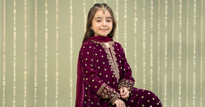 Maria B | 3 Piece Embroidered Velvet Suit | MKS-W24-38 - Libasekhas