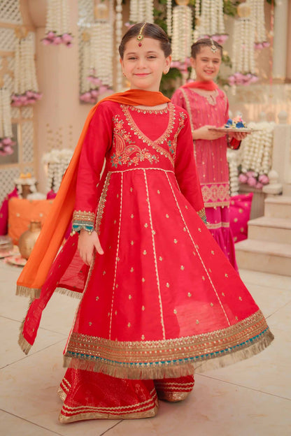 Maria B | 3 Piece Embroidered Raw Silk Suit | MKS-W24-02 - Libasekhas