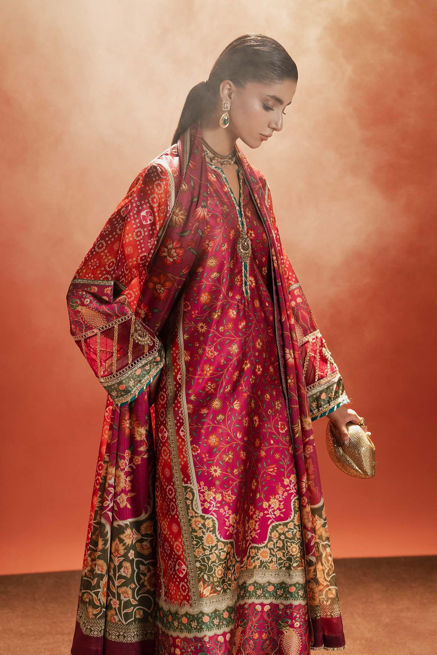 Maria B | Silk Prints | 3 Piece Embroidered Satin Silk Suit