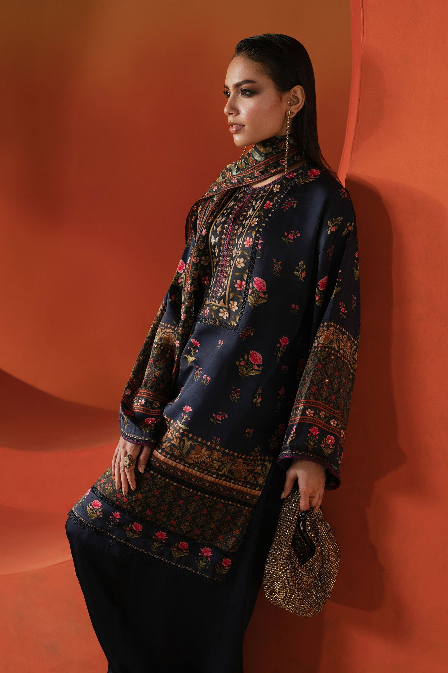 Maria B | Silk Prints | 3 Piece Printed Satin Silk Suit