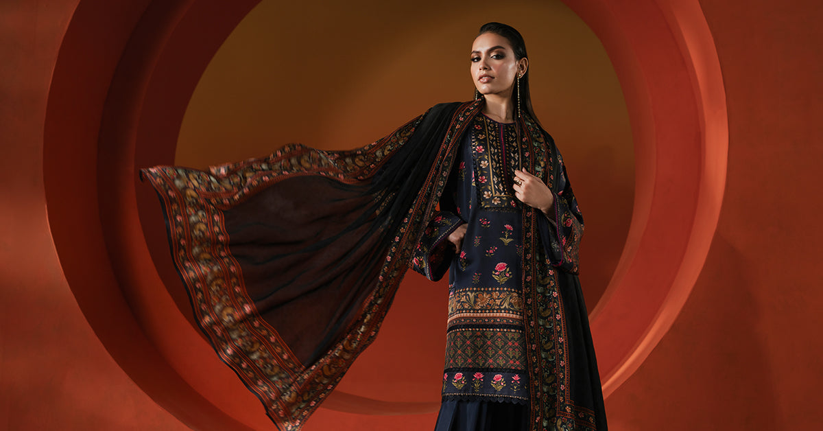 Maria B | Silk Prints | 3 Piece Printed Satin Silk Suit