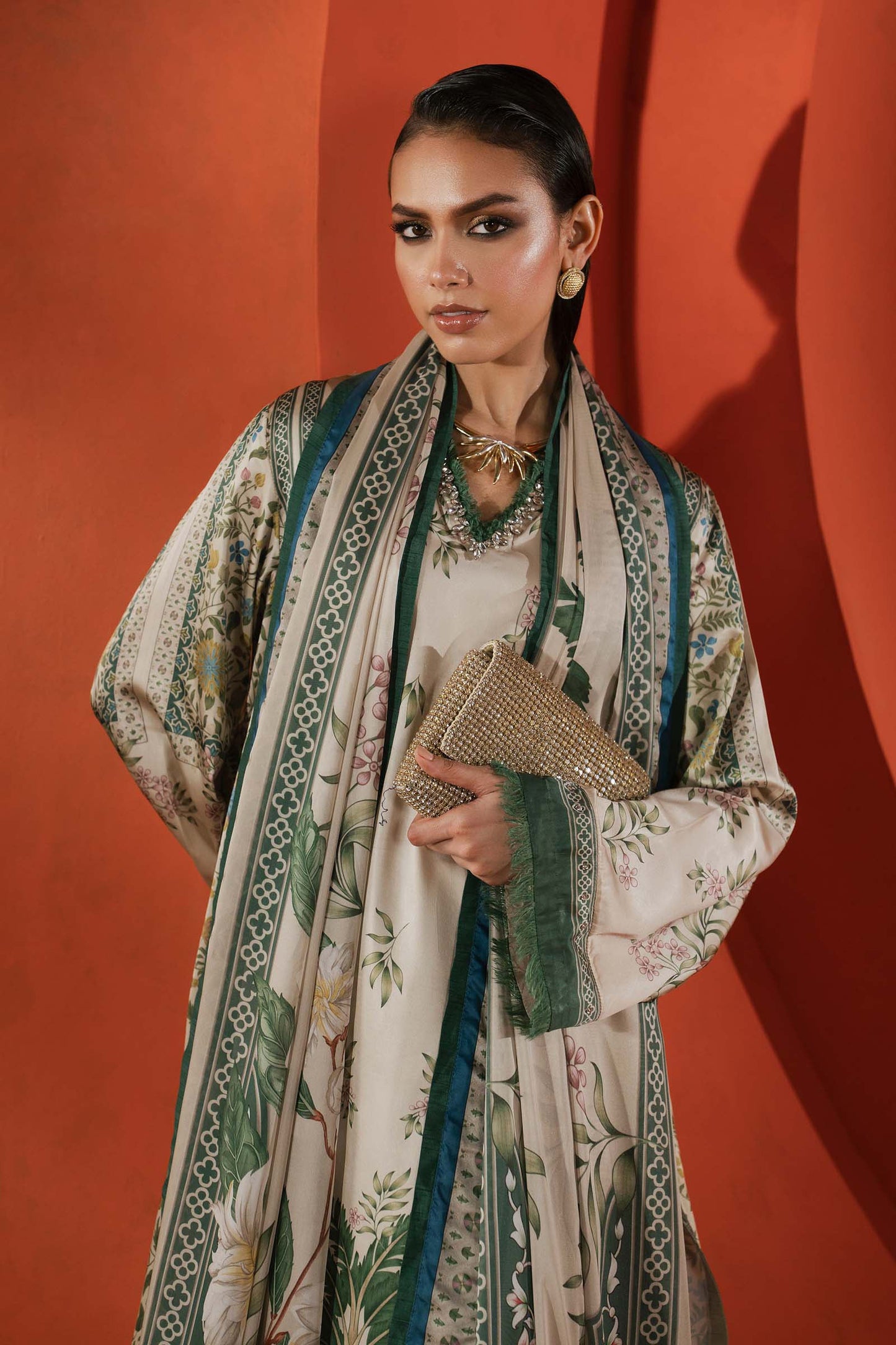 Maria B | Silk Prints | 3 Piece Embellished Satin Silk Suit